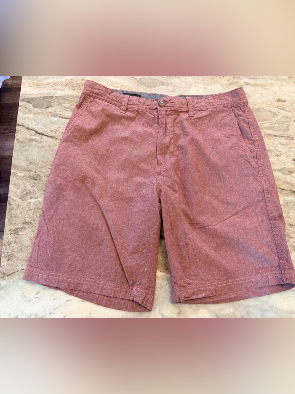 14th & Union Men’s Burgundy Heathered Slim Fit Chino Shorts Size 33